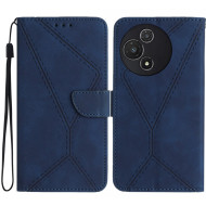 For TCL 60R 5G Case Skin Touch Lines Imprinted PU Leather Flip Phone Cover - Blue