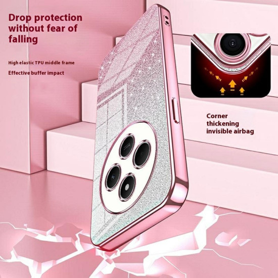 For Xiaomi Poco C75 4G / Redmi 14R 5G / 14C 4G Case Electroplating Gradient Glitter TPU Phone Cover - Pink XIAOMI Cases Mobile