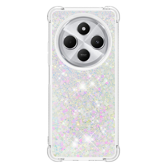 For Xiaomi Redmi 14R 5G / Xiaomi Poco C75 4G / Xiaomi Redmi 14C 4G TPU Case Glitter Quicksand Shockproof Phone Back Cover - Laser / Hearts XIAOMI Cases Mobile