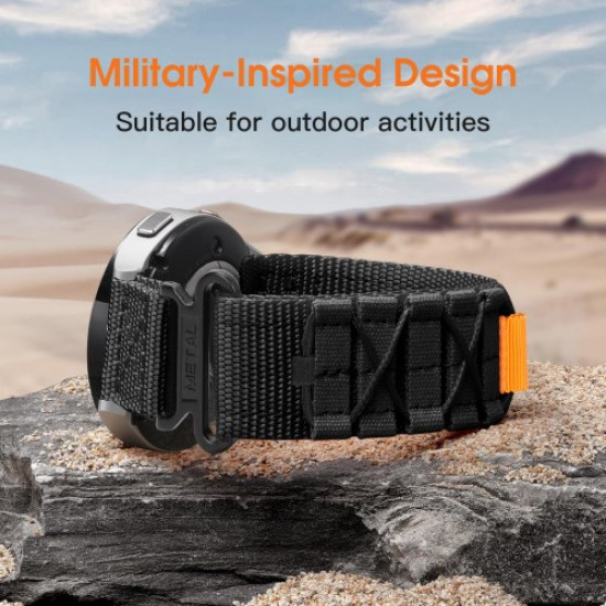 22mm Watch Band for Garmin Fenix 8 47mm / 7 / 6 / 5 Quick Release Nylon Magic Tape Strap - Black Gadgets - Toys - Hobby