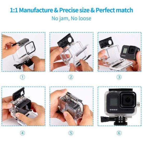 For GoPro Hero 9 / 10 / 11 Clear Design Waterproof Acrylic+Tempered glass Housing Case Camera Underwater Diving Cover Gadgets - Toys - Hobby