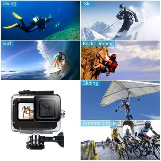 For GoPro Hero 9 / 10 / 11 Clear Design Waterproof Acrylic+Tempered glass Housing Case Camera Underwater Diving Cover Gadgets - Toys - Hobby