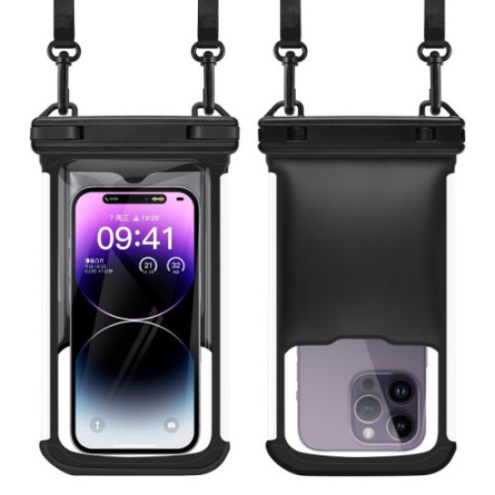 IPX8 Waterproof Case for 7.7-inch Phone Touch Screen Floating Phone Bag for Swimming Drifting - Black Universal Waterproof Cases