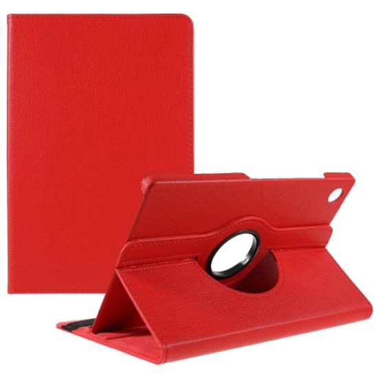 For Samsung Galaxy Tab A9+ Case Tablet Leather Cover with Rotating Stand - Red Samsung Cases Mobile Tablet