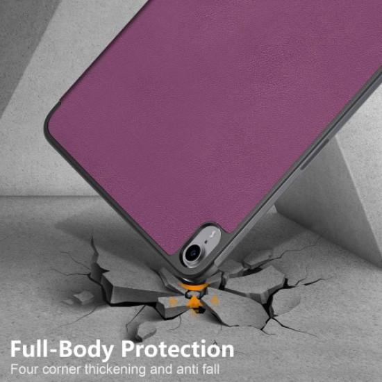 For iPad (2025)/10.9 (2022) PU Leather Tablet Case Trifold Stand Full Protection Tablet Cover - Purple Apple Cases Tablet