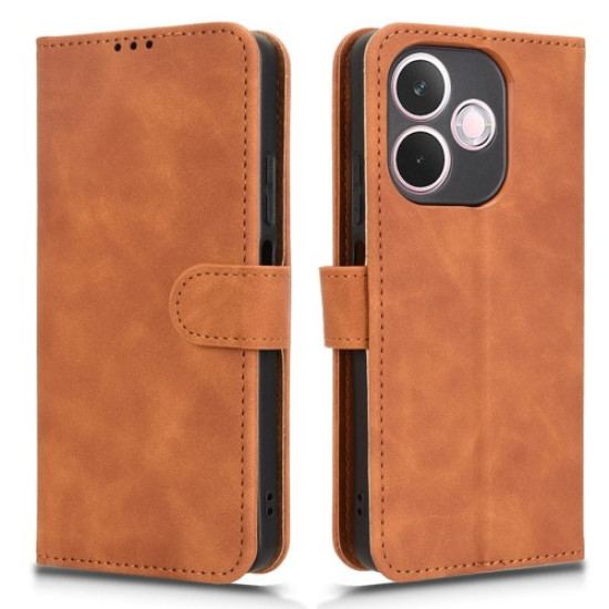 For Oppo A5 Pro 4G (Global) / 5G (Global) / A5 Energy 5G (China) Leather Case Skin Feel Anti Drop Wallet Flip Phone Cover - Brown Oppo Realme Cases Mobile