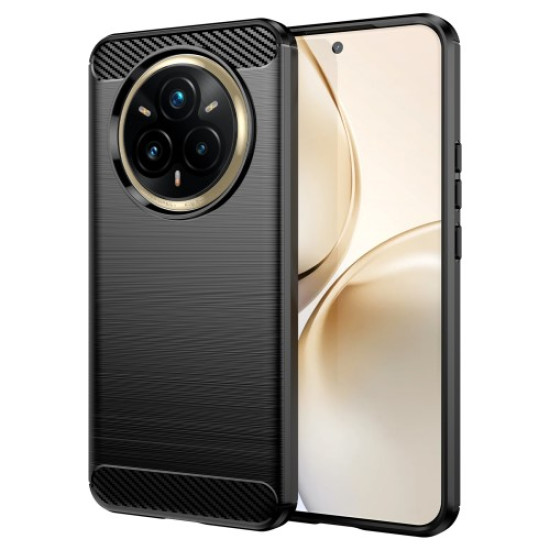 For Realme 14 Pro+ 5G Case Protective Phone Cover Carbon Fiber Texture Brushed - Black Oppo Realme Cases Mobile
