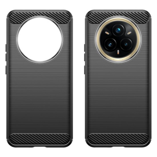 For Realme 14 Pro+ 5G Case Protective Phone Cover Carbon Fiber Texture Brushed - Black Oppo Realme Cases Mobile