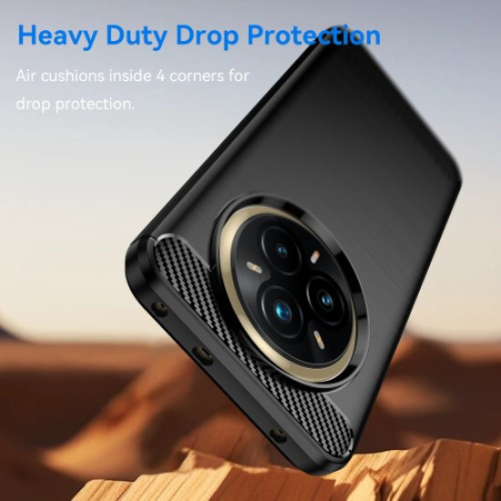 For Realme 14 Pro+ 5G Case Protective Phone Cover Carbon Fiber Texture Brushed - Black Oppo Realme Cases Mobile