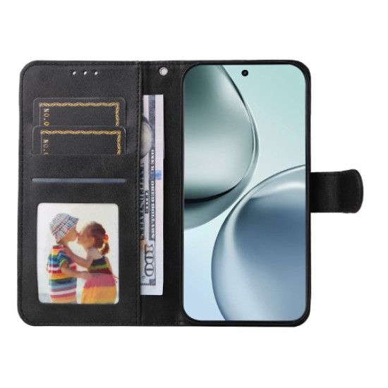 For Realme 14 Pro+ 5G Case Wallet PU Leather Folio Flip Phone Cover - Black Oppo Realme Cases Mobile