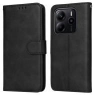 Θήκη Πορτοφόλι με Βάση Στήριξης (Όψη Δέρματος) για Xiaomi Redmi Note 14 4G (163.25mm) - Μαύρο