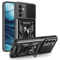 For Samsung Galaxy A26 5G Case with Slide Camera Lid PC+TPU Kickstand Phone Cover - Black For Samsung Galaxy A26 5G Case with Slide Camera Lid PC+TPU Kickstand Phone Cover - Black