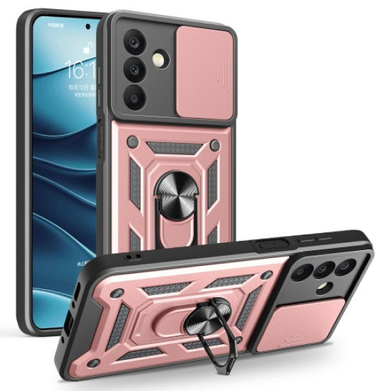 For Samsung Galaxy A26 5G Case with Slide Camera Lid PC+TPU Kickstand Phone Cover - Rose Gold Samsung Cases Mobile