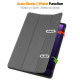 For Samsung Galaxy Tab S10 FE / S9 FE / Tab S9 Smart Case PU Leather+TPU Trifold Stand Tablet Cover with Pencil Holder - Grey Samsung Cases Mobile Tablet