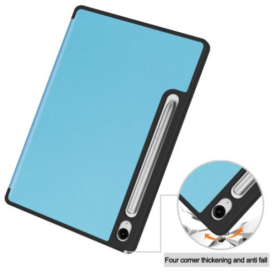 For Samsung Galaxy Tab S10 FE / S9 FE / Tab S9 Smart Case PU Leather+TPU Trifold Stand Tablet Cover with Pencil Holder - Sky Blue Samsung Cases Mobile Tablet