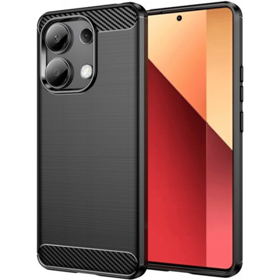 For Xiaomi Redmi Note 13 5G / 13 5G (China) Case Shockproof TPU Phone Carbon Fiber Cover - Black XIAOMI Cases Mobile