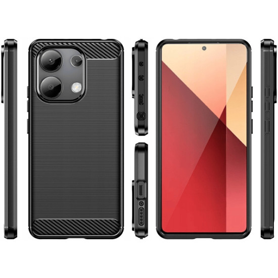 For Xiaomi Redmi Note 13 5G / 13 5G (China) Case Shockproof TPU Phone Carbon Fiber Cover - Black XIAOMI Cases Mobile