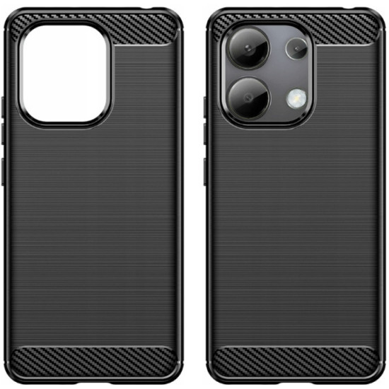 For Xiaomi Redmi Note 13 5G / 13 5G (China) Case Shockproof TPU Phone Carbon Fiber Cover - Black XIAOMI Cases Mobile