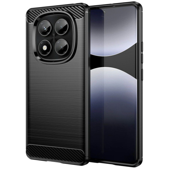 For Xiaomi Redmi Note 14 Pro 5G / 14 Pro+ 5G Case Carbon Fiber TPU Shockproof Phone Cover - Black XIAOMI Cases Mobile