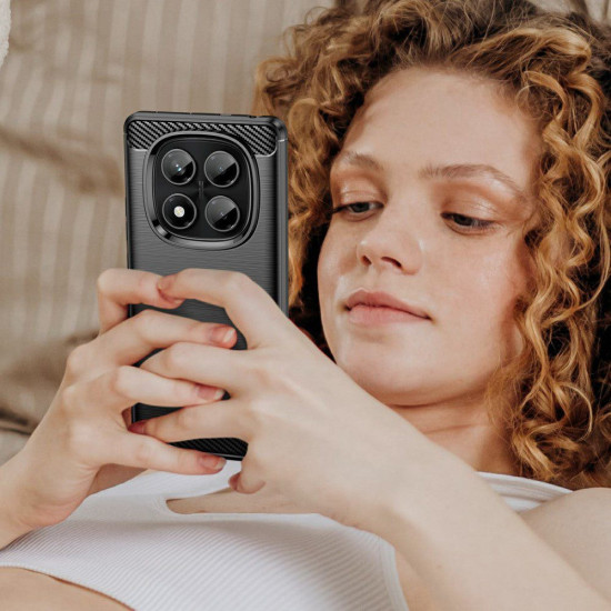 For Xiaomi Redmi Note 14 Pro 5G / 14 Pro+ 5G Case Carbon Fiber TPU Shockproof Phone Cover - Black XIAOMI Cases Mobile