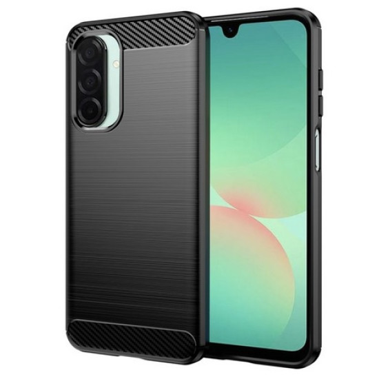 For Samsung Galaxy A26 5G Case Carbon Fiber Texture TPU Brushed Phone Cover - Black Samsung Cases Mobile