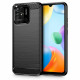 For Xiaomi Redmi 10C Carbon Fiber TPU Case Anti-drop Protection Phone Cover - Black XIAOMI Cases Mobile