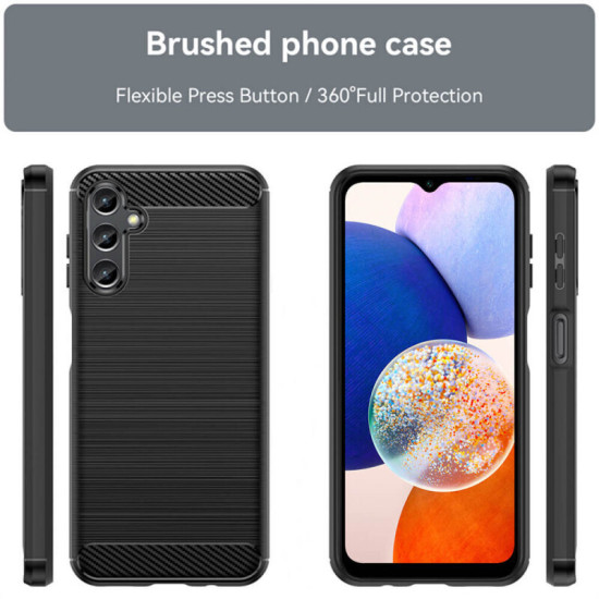 For Samsung Galaxy A14 5G Carbon Fiber Texture TPU Phone Back Case Drop-proof Anti-scratch Cover - Black Samsung Cases Mobile