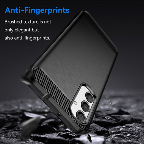 For Samsung Galaxy A15 5G / 4G Case Carbon Fiber Texture TPU Brushed Phone Cover - Black Samsung Cases Mobile
