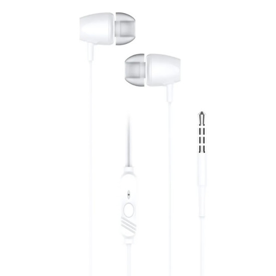 BLUE STAR wire earphones Jack 3,5 mm with microphone PA-E67 1,2 m - White Bluetooth / Headsets / Speakers