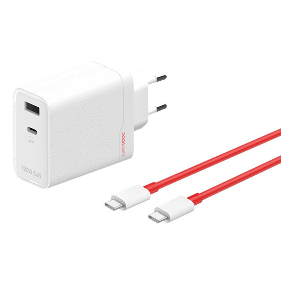 OnePlus SUPERVOOC 120W Dual USB-A + USB-C Travel Charger + USB-C/USB-C Cable - White Cables Adapters & Chargers