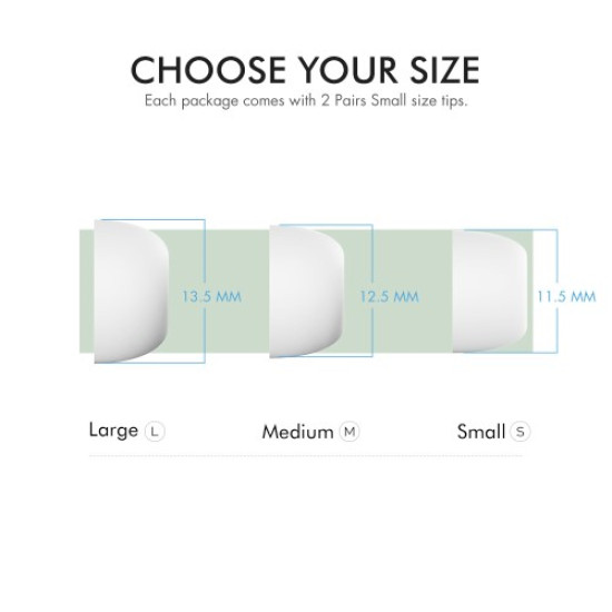 AHASTYLE PT99-PRO-1 3 Pairs for Apple AirPods Pro 2 / AirPods Pro S+M+L Bluetooth-compatible Earphone Tips Silicone Ear Caps - White