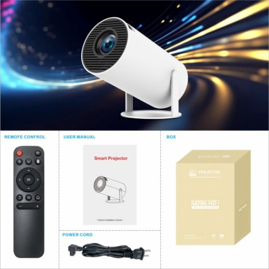 HY300 Pro Android 11.0 Projector 2.4G/5G WiFi6 Bluetooth-compatible 1280x720P Home Theater Video Projector - EU Plug