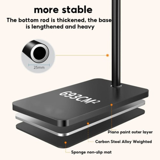 JOPREE L10PRO 1.6m Tablet Floor Stand with Desktop Clip Telescopic for iPhone 16 / 16 Plus / 16 Pro / 16 Pro Max 4 - 13inch Devices - Black
