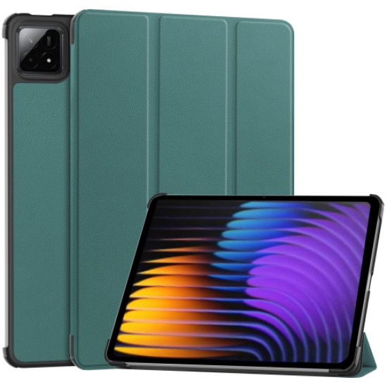 For Xiaomi Pad 7 Pro / Pad 7 Case Anti-Drop Leather Stand Tablet Cover - Blackish Green