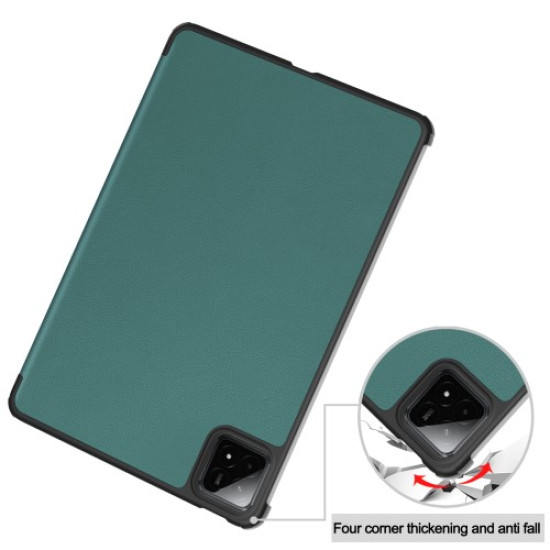 For Xiaomi Pad 7 Pro / Pad 7 Case Anti-Drop Leather Stand Tablet Cover - Blackish Green