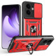 For Oppo Reno13 F 5G Case with Slide Camera Lid PC + TPU Kickstand Phone Cover - Red Oppo Realme Cases Mobile