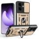 For Oppo Reno13 F 5G Case with Slide Camera Lid PC + TPU Kickstand Phone Cover - Gold Oppo Realme Cases Mobile