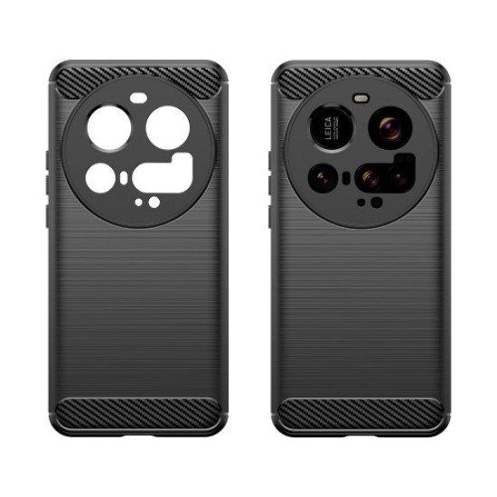 For Xiaomi 15 Ultra Case Protective Phone Cover Carbon Fiber Texture Brushed - Black