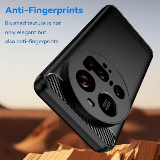 For Xiaomi 15 Ultra Case Protective Phone Cover Carbon Fiber Texture Brushed - Black