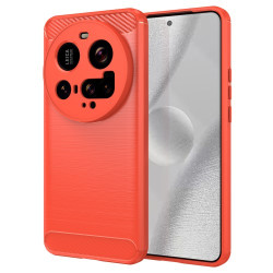 For Xiaomi 15 Ultra Case Protective Phone Cover Carbon Fiber Texture Brushed - Red