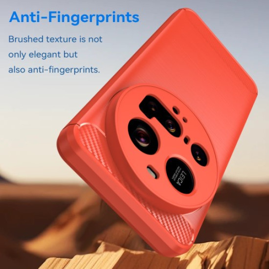 For Xiaomi 15 Ultra Case Protective Phone Cover Carbon Fiber Texture Brushed - Red