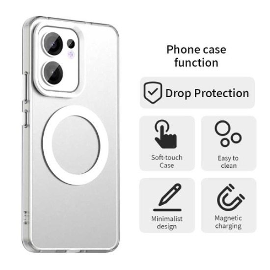 For Oppo Reno13 F 5G Case Compatible with MagSafe Anti Drop Hybrid Phone Back Cover - White Oppo Realme Cases Mobile