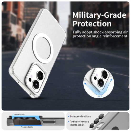 For Oppo Reno13 F 5G Case Compatible with MagSafe Anti Drop Hybrid Phone Back Cover - White Oppo Realme Cases Mobile