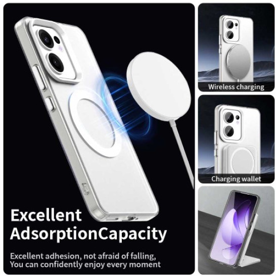 For Oppo Reno13 F 5G Case Compatible with MagSafe Anti Drop Hybrid Phone Back Cover - White Oppo Realme Cases Mobile