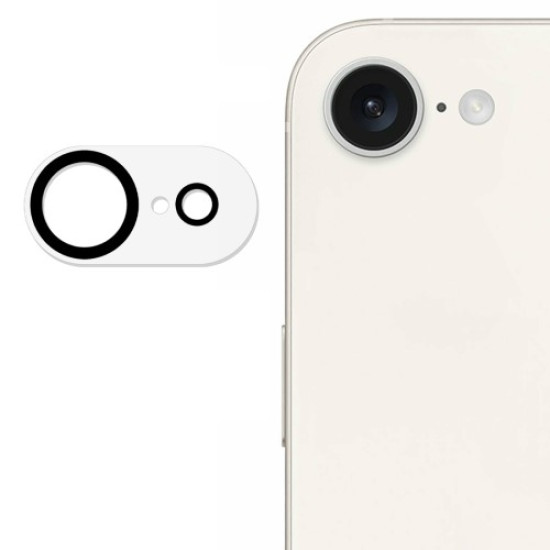 For iPhone 16e Camera Lens Protector Black Circle Design HD Clear Tempered Glass Lens Film
