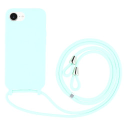 For iPhone 16e Case TPU Soft Shockproof Phone Cover with Adjustable Lanyard - Mint Green