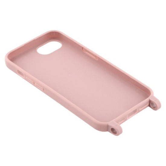 For iPhone 16e Case TPU Soft Shockproof Phone Cover with Adjustable Lanyard - Deep Pink