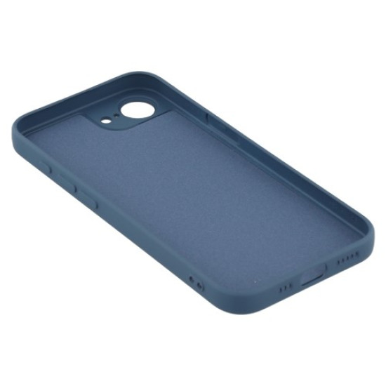 For iPhone 16e Case TPU Back Soft Anti-Scratch Fiber Lining Phone Cover - Sapphire