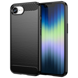 For iPhone 16e Case Protective Phone Cover Carbon Fiber Texture Brushed - Black