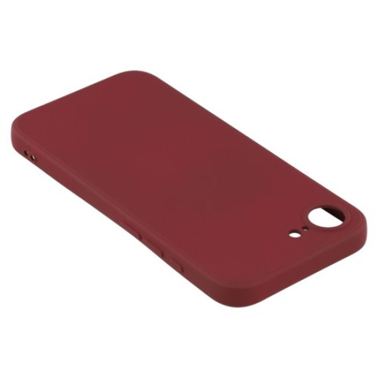 For iPhone 16e Case TPU Back Soft Anti-Scratch Fiber Lining Phone Cover - Wine Red